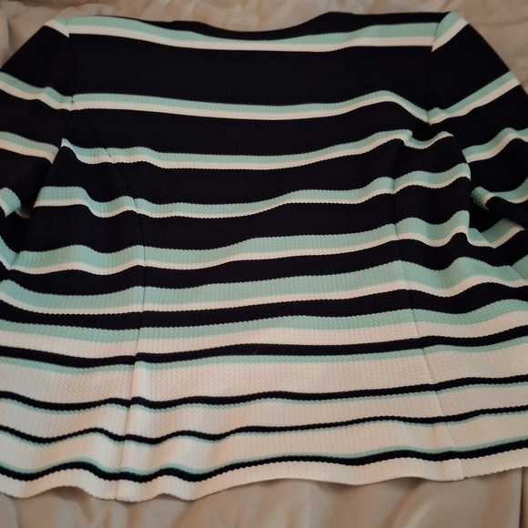Studio One New York Women's Chic Striped Blazer - Navy, White, Green - Picture 8 of 8